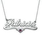 Colar de Prata e Cristal Swarovski Personalizado - Coração Centralizado