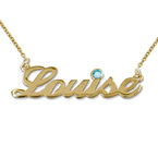 Pingente Com Nome de Prata Banhada a Ouro 18k com Cristal Swarovski