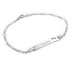 Pulseira feminina  personalizada de prata com coração