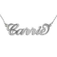 Colar Com Nome de Ouro Branco Estilo "Carrie" com Corrente Twist