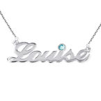 Colar de Prata e Cristal Swarovski Com Nome Personalizado