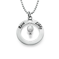 Pingente de Prata com Nomes e Cristal Swarovski
